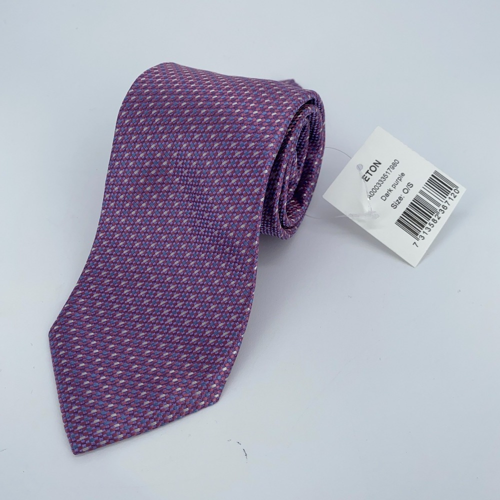 Eton Tie‎ Mens One Size Purple Silk Classic Professional Necktie Italy Made NWT
